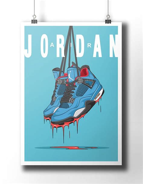 Nike Air Jordan 4 Sneaker Poster Travis Scott Nike Trainer Etsy