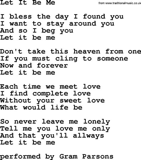 Let It Be Me By The Byrds Lyrics With Pdf