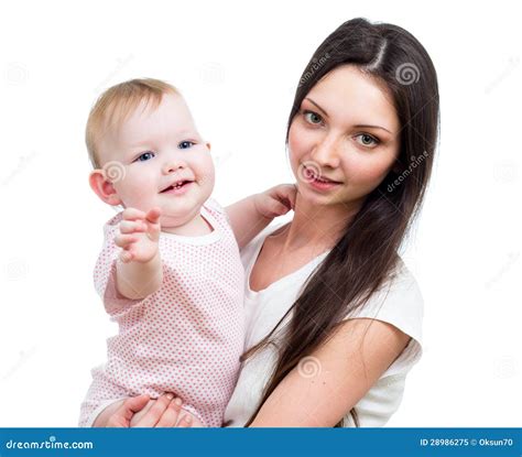 Portrait Of Smiling Baby Girl And Her Mother Stock Image Image Of