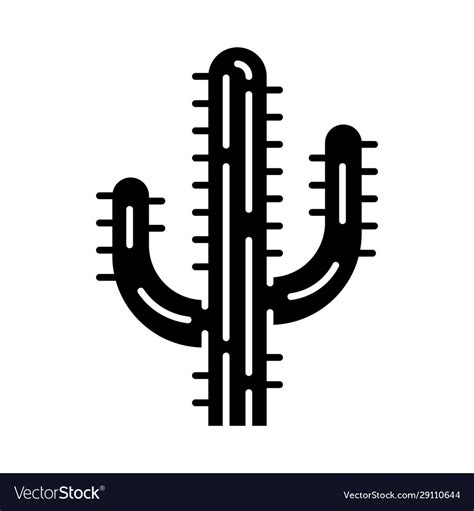 Saguaro Cactus Glyph Icon Royalty Free Vector Image