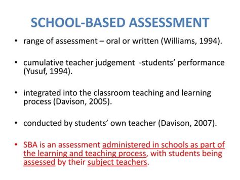 A Review Of School Based Assessment Ppt