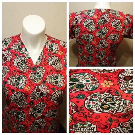 Fast Shipping Day Of The Dead Scrub Top Xs To Xl My Sugar Skulls