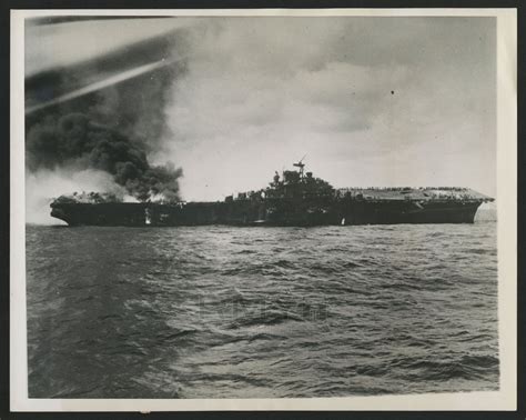 Lot 957 1945 USS Franklin Aircraft Carrier Battered In The Pacific