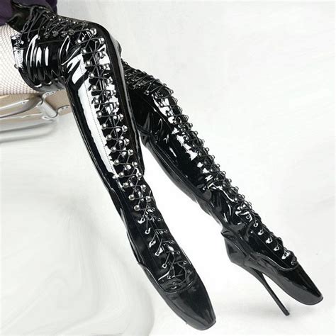 18cm thigh high boots ballet heels sexy fetish booties for women shoes crotch boots custom made
