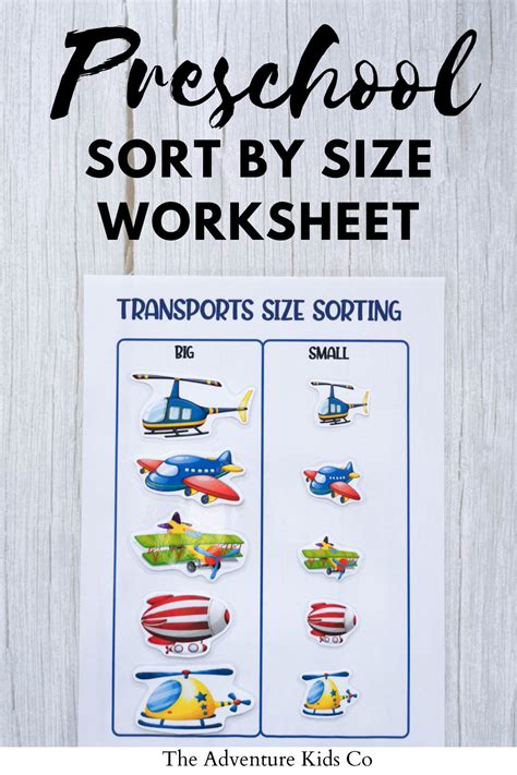 Size Sorting Printable Games Sort By Size Worksheet Etsy Learning Printables Preschool