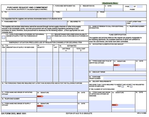 Da Form 3953 Pdf Fillable Printable Forms Free Online