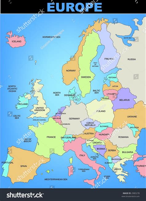 Map Of Europe Stock Vector Illustration 2985278 Shutterstock