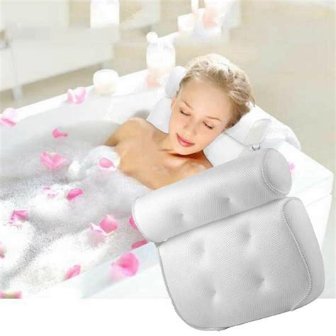 shopping made fun 3d mesh breathable bath pillow spa bathtub cushion neck back support tub