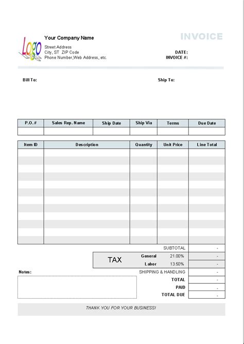 Electrical Invoice Template Invoice Template Ideas