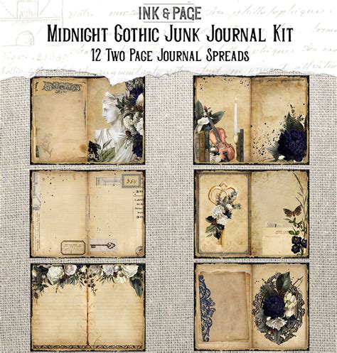Midnight Gothic Printable Junk Journal Kit Vintage Ephemera Etsy