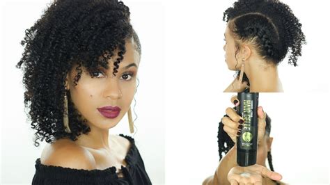 natural hair style side swept twist out with braided side youtube