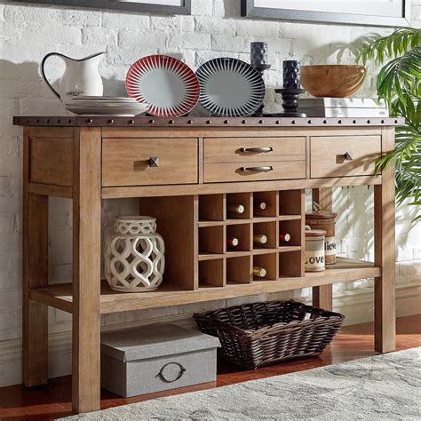 Inspire Q Voyager Wood And Zinc Balustrade Console Buffet Server By