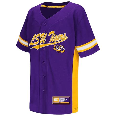 Lsu Tigers Colosseum Youth Batter Up Baseball Jersey Purple