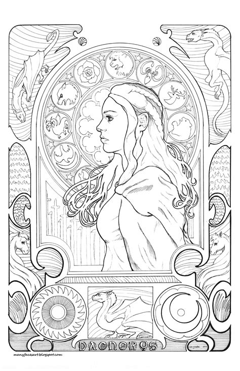 You will find a big variety of over 45 dragon pictures available to download, print, or you can color online. My Art Nouveau/Game of Thrones inspired image of Danaerys ...