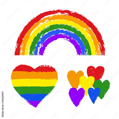 vector gay pride design elements flag rainbow heart ribbon smear lgbt gay and lesbian