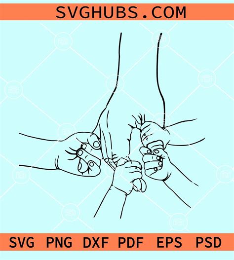 Fathers And Childs Hands Svg Father Holding Hands Of 4 Children Svg