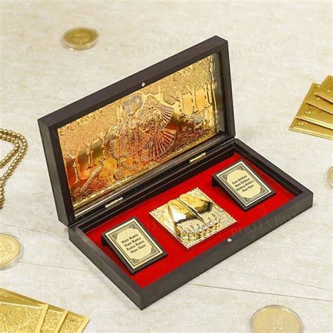 Buy 24k Gold Foil Radha Krishna Pooja Box Online In India