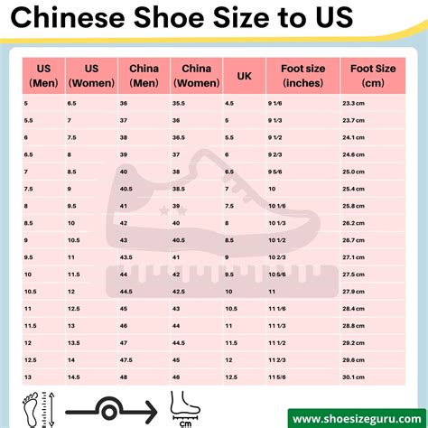 Chinese Shoe Size To Us Conversion Chart Guide