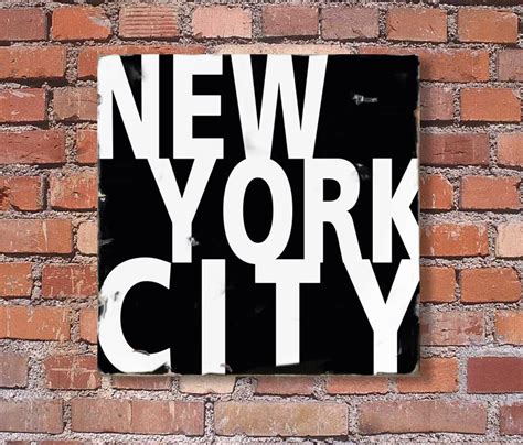 New York City Distressed Wooden Typography Subway Sign Hand