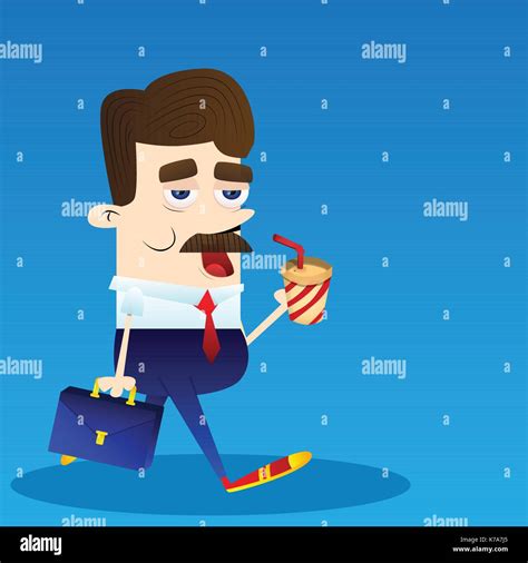 Business Office Employee Busy At Work Cartoon Character Businessman