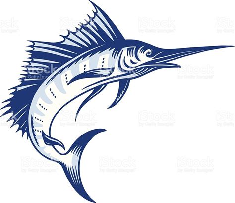 Illustration Of An Aggressive Looking Swordfish Pez Espada Dibujo