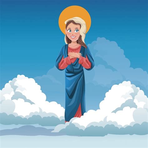 Fondo De Cielo De Nube Espiritual Virgen María Vector Premium