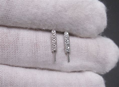 One Pair 925 Sterling Silver Post Earring Findings Wbar Cubic Zirconia