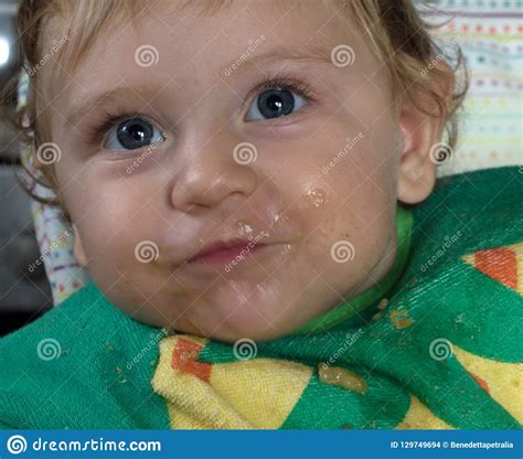 Little Baby With Dirty Face Stock Photo Image Of Downstair Begin