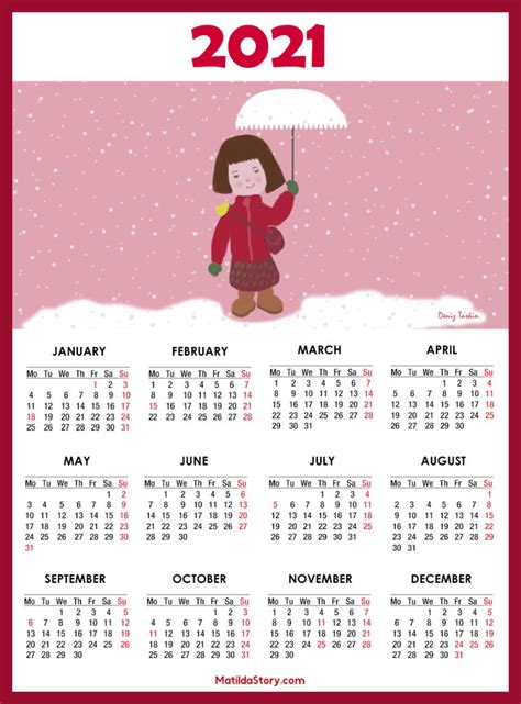 These calendars are great for family, clubs, and other organizations. Calendar 2021 Printable with US Holidays - Monday Start ...