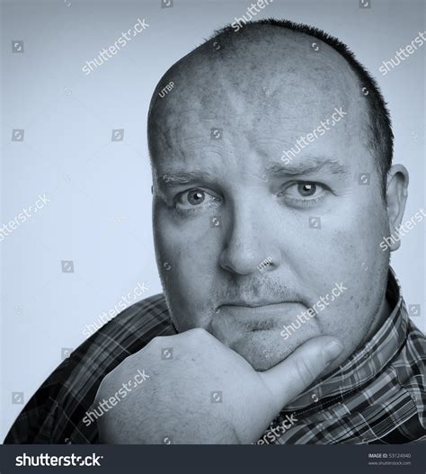 Photo Close Portrait Capture Overweight Male Stock Photo 53124940