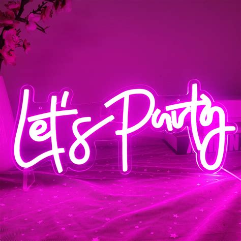 いがある Lets Party Led Neon Light Sign For Wall Decor， 27 Large Lights