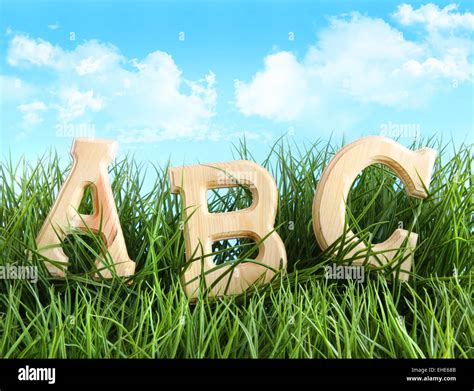 Abc Letters In The Grass Stock Photo Alamy