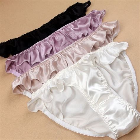 3 Pack 100 Pure Silk Women S Ruffled Underwear Lingerie Briefs Panties
