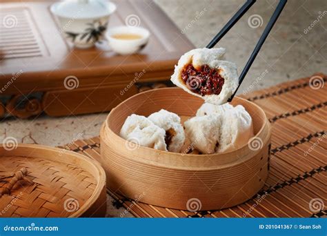 Dimsum Chinese Barbecued Pork Bun Char Siu Bao Stock Image Image Of