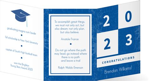 Blue Squares Trifold Graduation Invitations Graduation Invitations