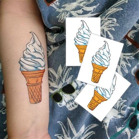 Ice Cream Cone Heres The Scoop Party Temporary Tattoo Etsy Ice
