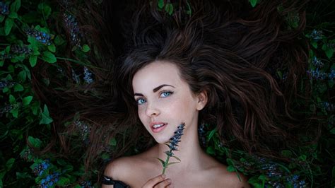 Freckles Blue Eyes Long Hair Brunette Georgy Chernyadyev Model