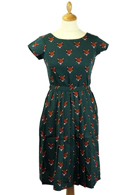 Foxy Retro 1950s Vintage Summer Tea Dress In Green