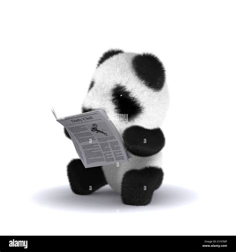3d Baby Panda Bear Is Reading The Newspaper Stock Photo Alamy
