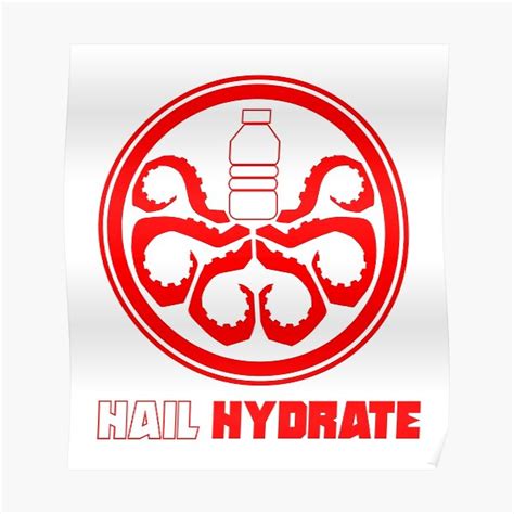 Hail Hydrate Red Outline Poster For Sale By Hazelettdesigns Redbubble
