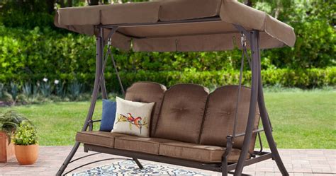 Top rated 2 person canopy swing at a great price. Mainstays Wentworth 3-Person Porch Swing Bed $142 (Reg ...