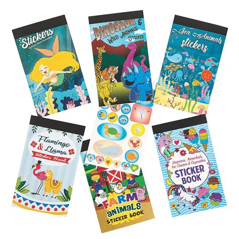 Assorted Patterns Sticker Books Stationery 6 Pieces