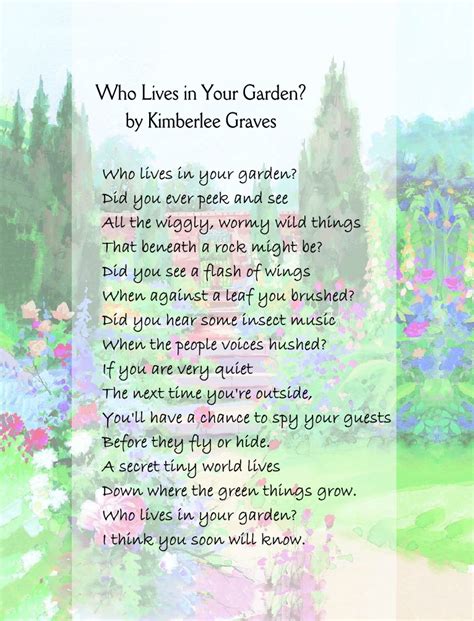 Little Stars Learning Who Lives In Your Garden Poetry Printable