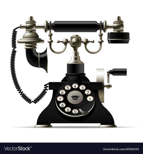 Old Telephone Isolated On White Retro Rotary Dial Vector Image