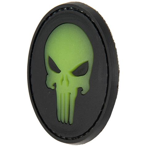 G Force Round Punisher Glow In The Dark Pvc Morale Patch Airsoft