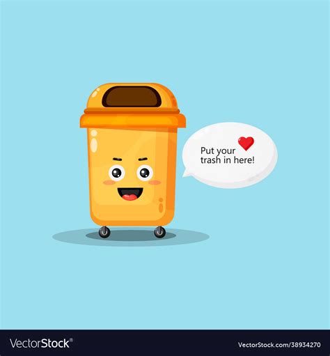 Cute Trash Can With Hearts In Speech Bubbles Vector Image