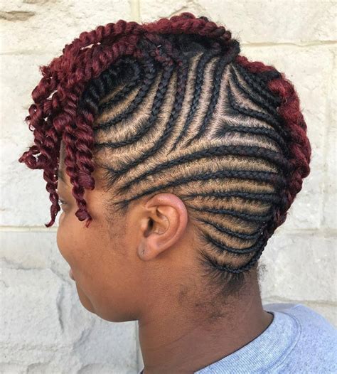Mohawk Braid With Cornrows And Top Twists Curlybraids Short Natural