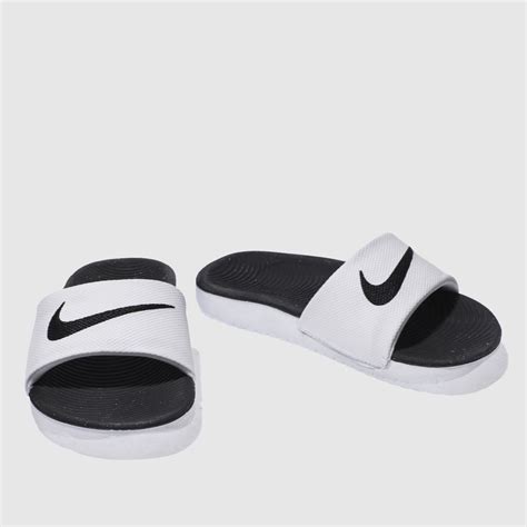 Kids Unisex White And Black Nike Kawa Slide Trainers Schuh