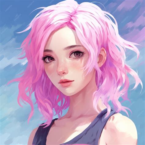 Premium Photo An Anime Girl With Pink Hair And Blue Eyes