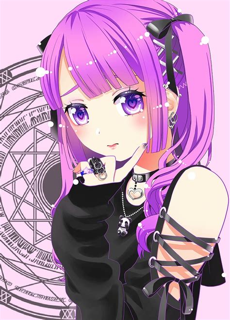 1920x1080px 1080p Free Download Girl Choker Anime Art Purple Hd